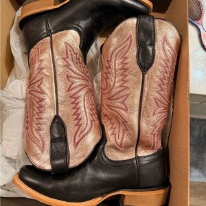 Ariat Black and Pink Heeled Boots